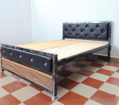 Bowzar King Bed Size 6x6.5 Feet With Head Cushion Black