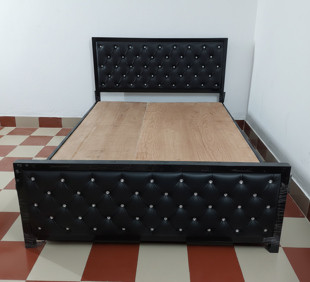Bowzar KCDD King Bed Upholstered Cushion All Side Cushion 6x6.5 Feet Black