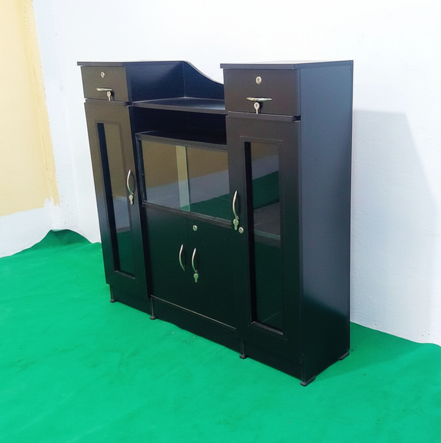 Bowzar Wooden U Showcase Cabinet L42H48XD14 Inch Black