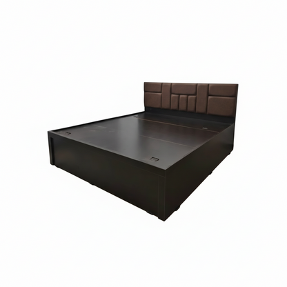 Bowzar Engineering Wood Bed King Box Bed Size Upholstered Design Cushion Dark Coffee Board King Box Bed