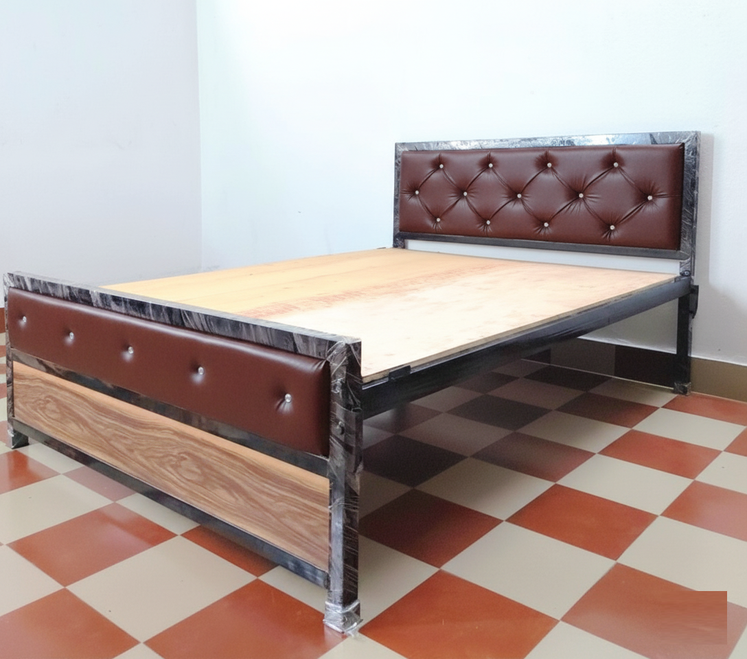Bowzar King Bed Size 6x6.5 Feet With Head Cushion Dark Coffee
