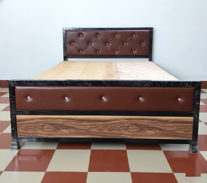 Bowzar King Bed Size 6x6.5 Feet With Head Cushion Dark Coffee