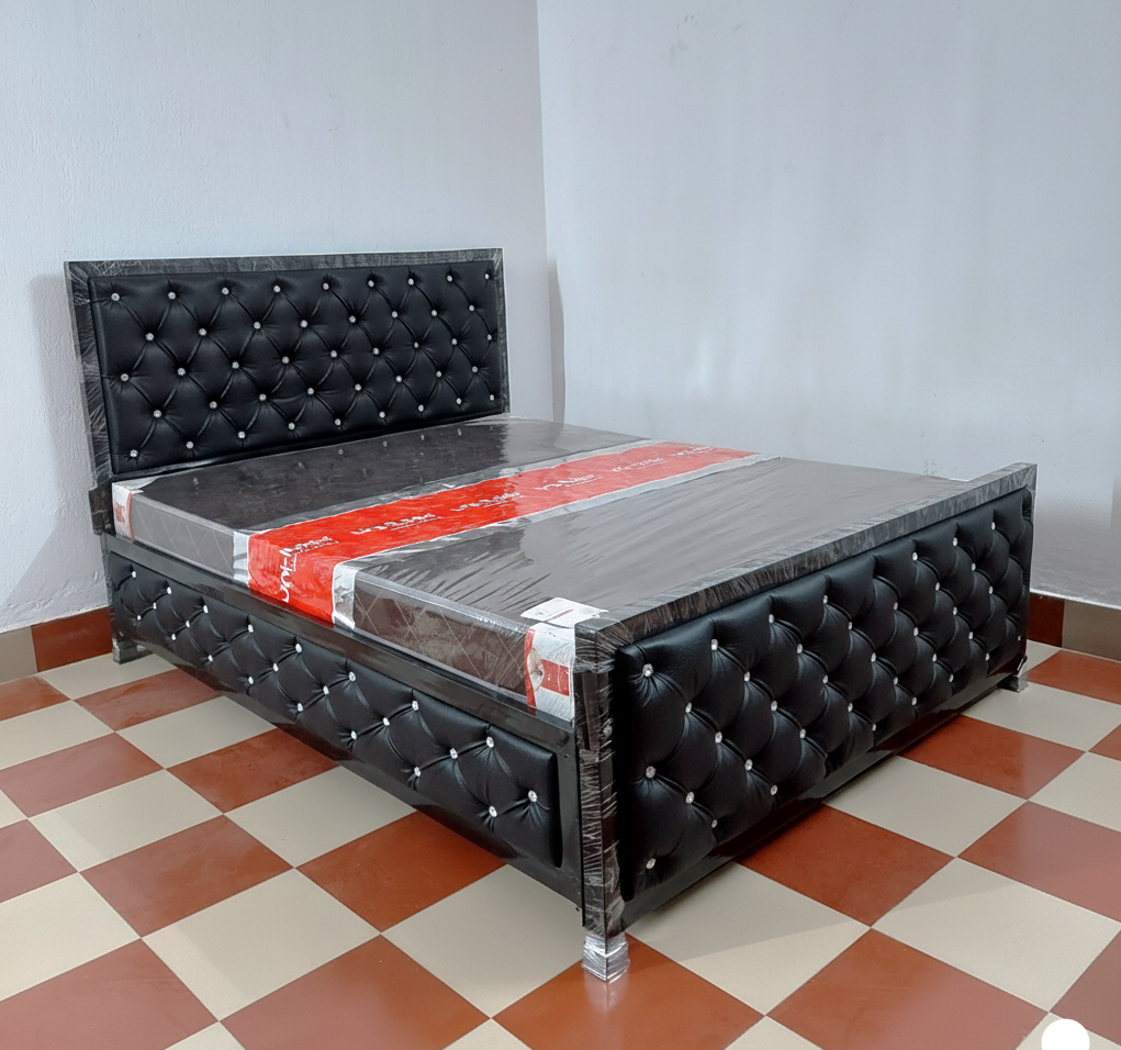 Bowzar KCDD King Bed Upholstered Cushion All Side Cushion 6x6.5 Feet Black