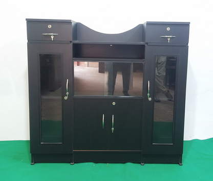 Bowzar Wooden U Showcase Cabinet L42H48XD14 Inch Black