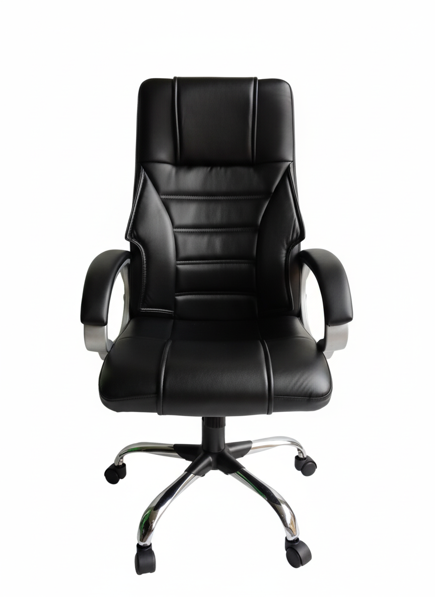 A6  Bowzar Boss Chair ECO Lply 603 A Executive High-Back Office Chair - Black PU Leather