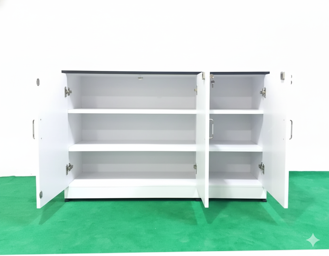 Bowzar Wooden 3 Door Cabinet Shoe Rack Multipurpose Mini Almirah White