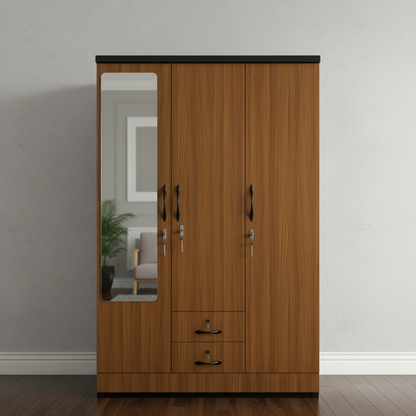 Bowzar MDF 3 Door Almirah With Drawer 78X48X18 Inch