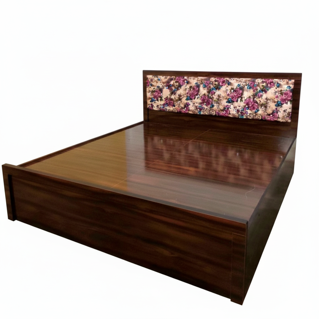 Bowzar King Box Bed With Premium Velvet Head Cushion 6X6.5 Feet Board King Box Bed