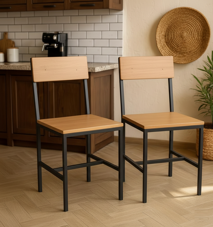 Bowzar 6 Seater Dining Set Metal Frame Engineering Wood Top