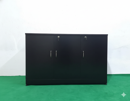 Bowzar Wooden 3 Door Cabinet Shoe Rack Multipurpose Mini Almirah Black