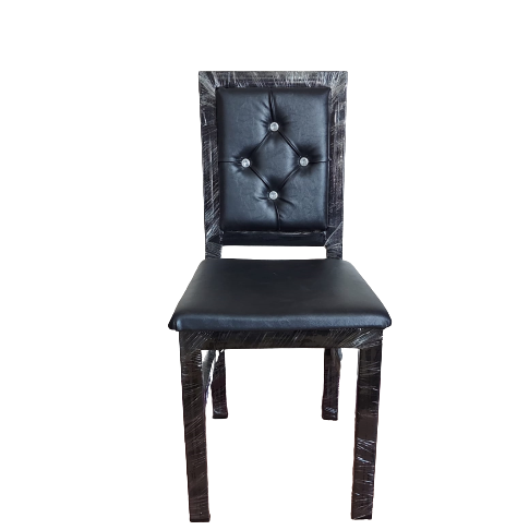 Bowzar Heavy Quality Metal Chair for Dining and Restaurant With Cushion Black