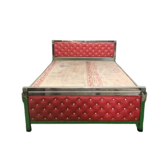 Bowzar Queen Size 5X6.5 Feet Stainless Steel Box Bed Heavy Quality Red