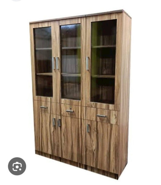 Bowzar EW Showcase 3 Door Bookshelf Cabinet With 3 Drawer
