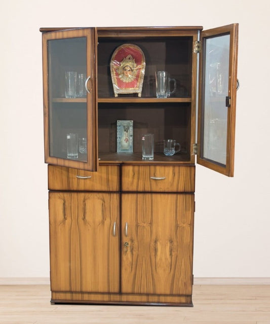 Bowzar EW Showcase 2 Door Glass Door With 2 Drawer Bookshelf Cabinet