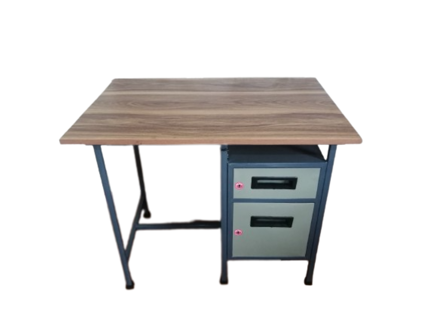 Bowzar Office Table 3X2 Feet Metal Frame Wooden Top With Drawer