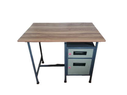 Bowzar Office Table 3X2 Feet Metal Frame Wooden Top With Drawer