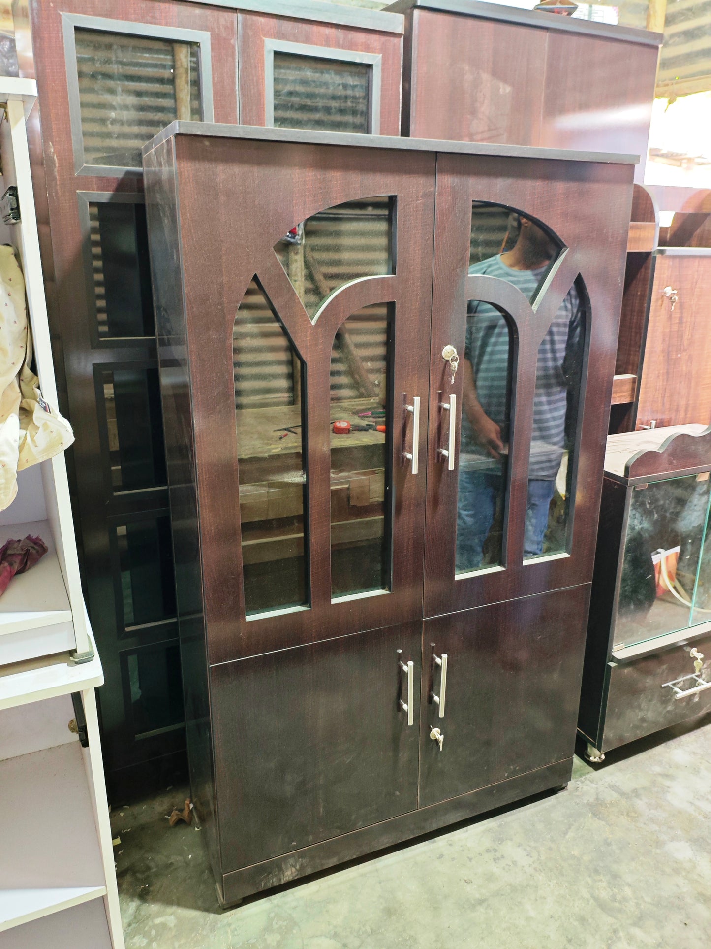 Bowzar 2 Door Showcase Cabinet Unique Design 48X66X18 Inch