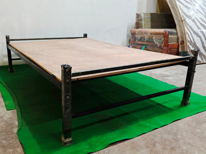Bowzar Khatiya Double Bed 4X6.5 Feet Simple Minimalistic Metal Bed
