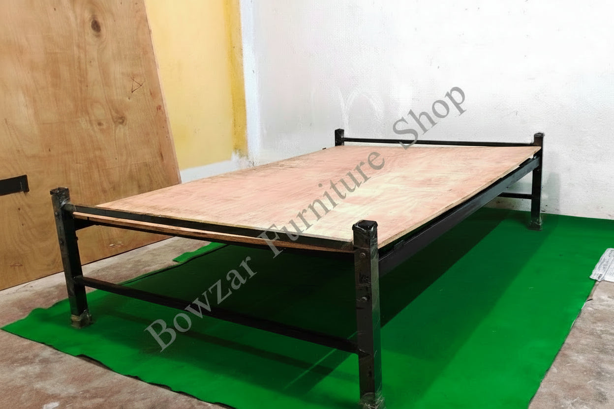 Bowzar Khatiya Double Bed 4X6.5 Feet Simple Minimalistic Metal Bed