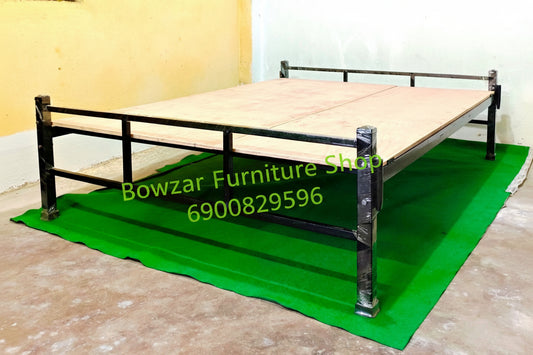 Bowzar Khatiya Queen Bed 5X6.5 Feet Simple Minimalistic Metal Khatiya Model  Bed