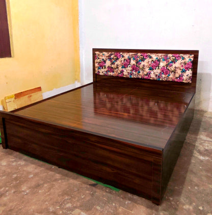 Bowzar King Box Bed With Premium Velvet Head Cushion 6X6.5 Feet Board King Box Bed