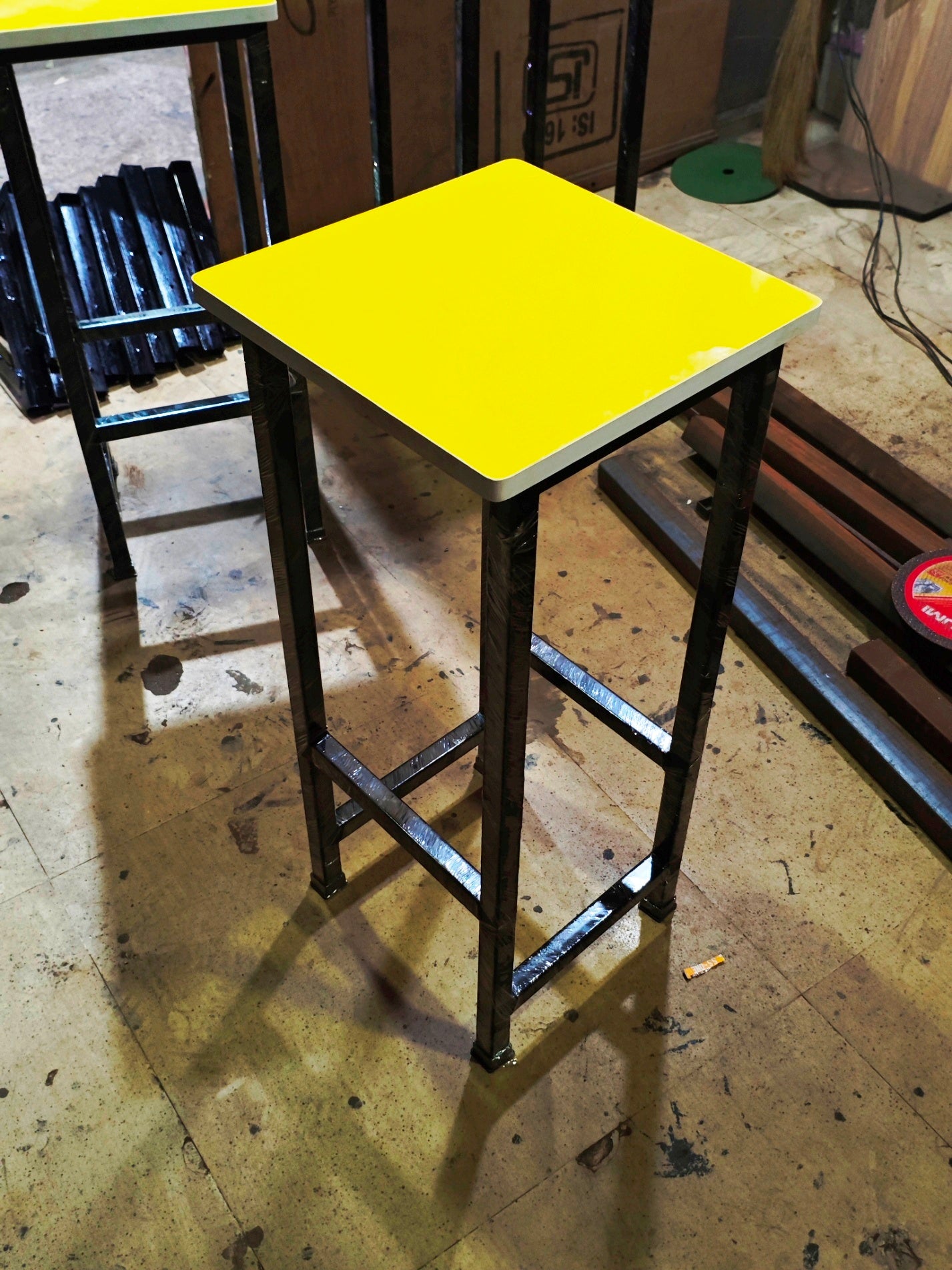 Bowzar Metal Stool for Restaurnt Hotel Home MDF Top