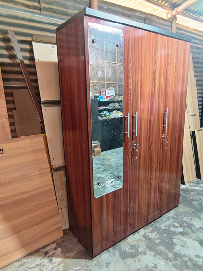 Bowzar 3 Door Wardrobe 3 Door Almira With Mirror Dark Rolex 6 Feet