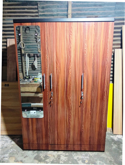 Bowzar 3 Door Wardrobe 3 Door Almira With Mirror Dark Rolex 6 Feet