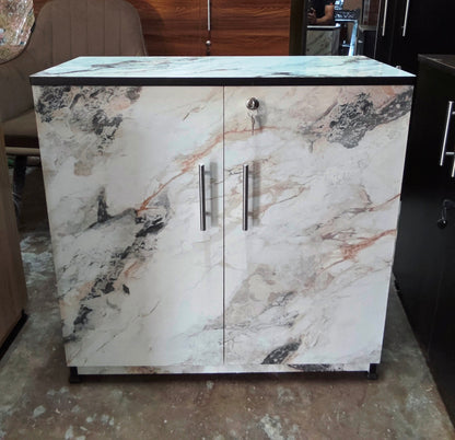 Bowzar Mini Shoe Rack Cabinet 30X30X13 Multipurpose Cabinet White Marble
