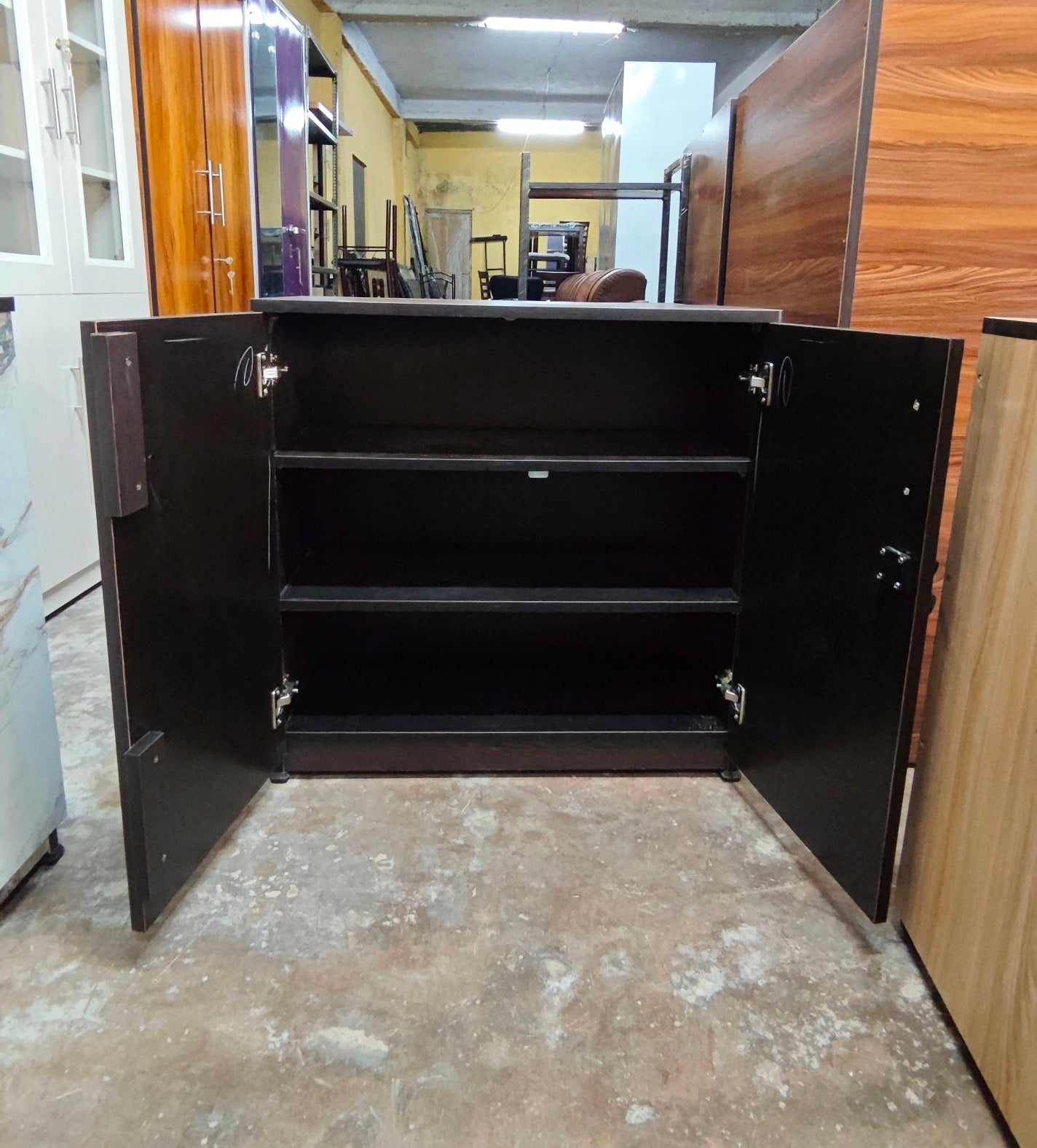 Bowzar Mini Shoe Rack Cabinet 30X30X13 Multipurpose Cabinet Wenge