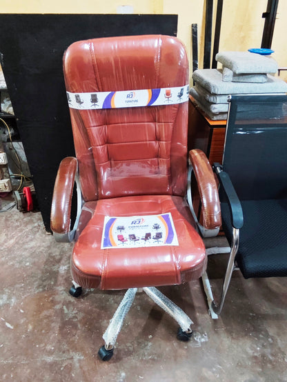 Bowzar Boss Chair With Chrome Base Double Cushion Tan