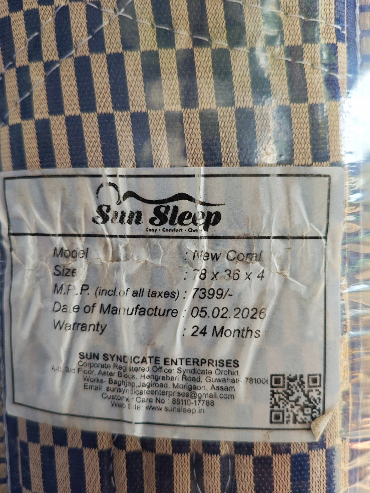 Sunsleep 4 Inch New Coral Single Mattress 36X78X4 Inch 3X6.5 Feet