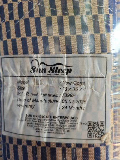 Sunsleep 4 Inch New Coral Single Mattress 36X78X4 Inch 3X6.5 Feet
