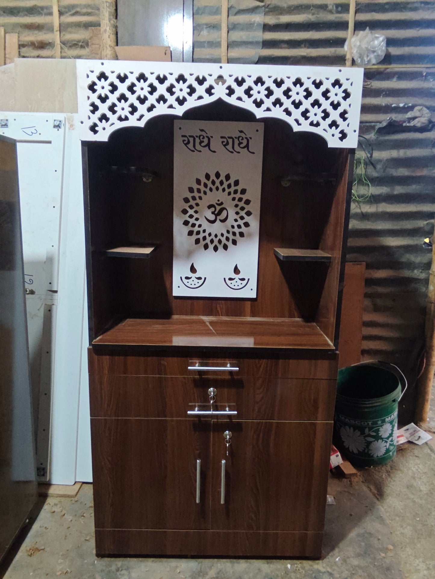 MDF Mandir 5.5 Feet With CNC Design