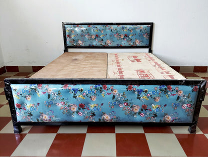 Bowzar King Bed Size 6x6.5 Feet Floral Print Premium Velvet Fabric