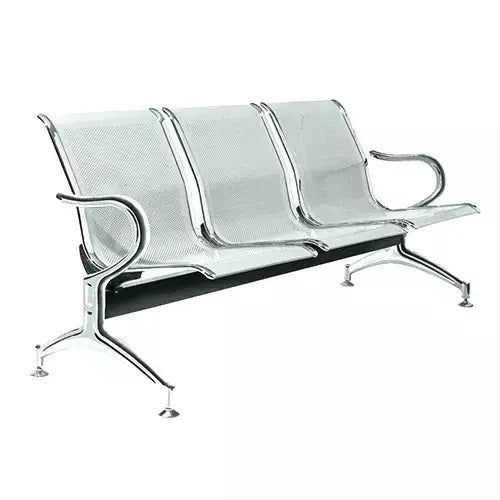 Bowzar Visitor Seat Airport Chair Three Seater Waiting Area Reception Chair Chrome