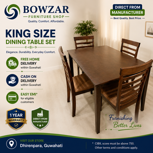 Malashyan 4 Seater Solid Wood 4 Seater Dining Set Dining Waterproof Top