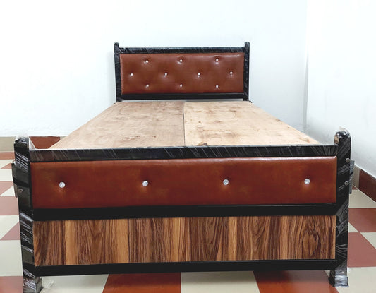Bowzar Metal Iron Double Bed 4X6.5 Feet NM Brown