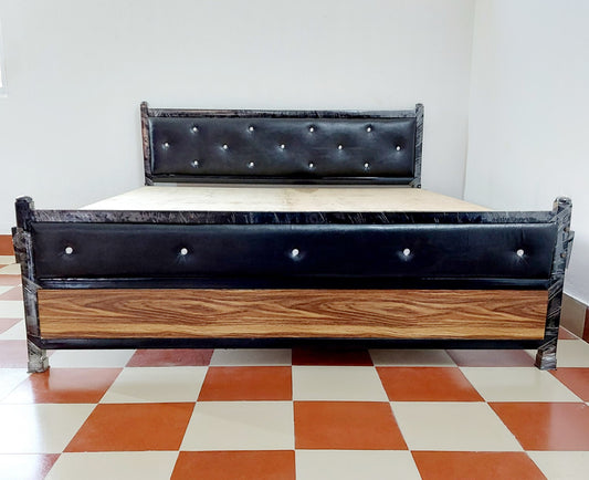 Bowzar NM King Size Bed 6X6.5 Feet Metal Bed Heavy Quality Black