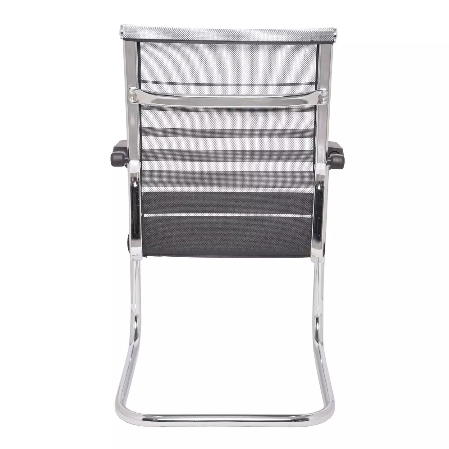Bowzar Imorted Net Mesh Visitor Chair with Arms Chrome Finninsh Black and Grey Strip