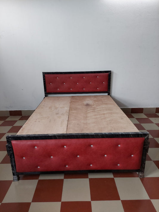 King Box Bed All Side Cushion Covered Heavy Quality Metal Box Bed