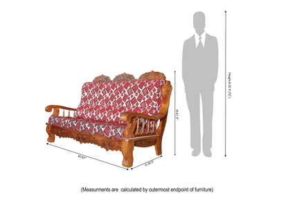 Bowzar Solid Teak Wood Sofa Set - (3+1+1) 5 Seater