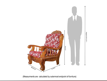 Bowzar Solid Teak Wood Sofa Set - (3+1+1) 5 Seater