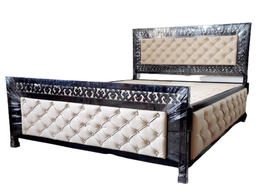 Bowzar King Box Bed Cot Upholstered Design All Sides Design Cream
