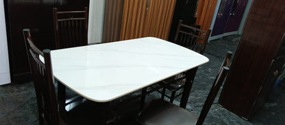 Bowzar 4 Seater Ceramic Dining Set White