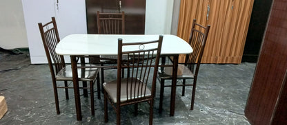 Bowzar 4 Seater Ceramic Dining Set White