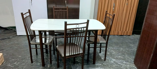 Bowzar 4 Seater Ceramic Dining Set White