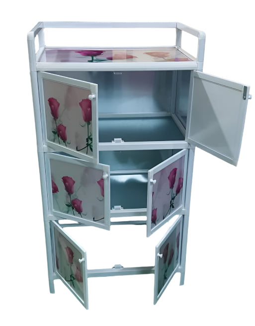 Bowzar Aluminum Storage Cabinet Kitchen Rack 3 Shelf ( Multiple Purpose Cabinet)