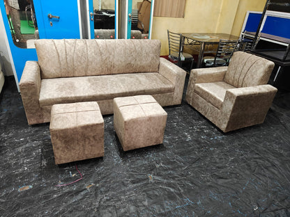 Bowzar Dulex 4-Seater Sofa Set with Tools & Wooden Tea Table