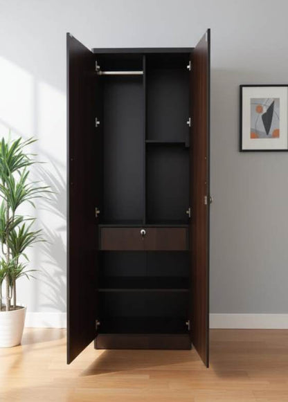 Bowzar Single Door Almirah Wardrobe With Drawer 72X24X16 Inch Wenge